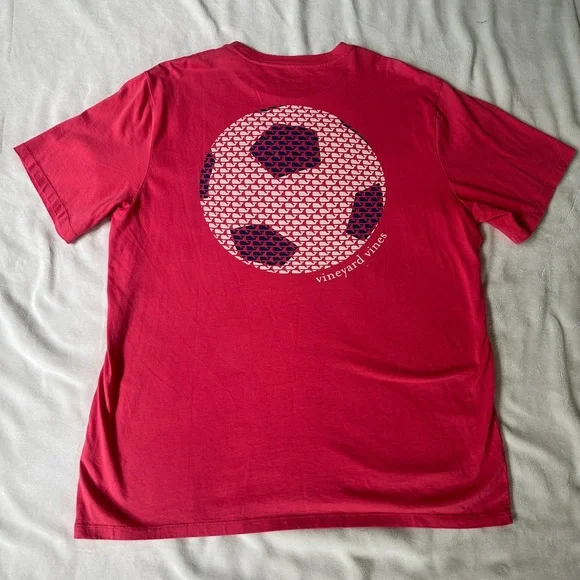 Vineyard Vines Pink Tee with Soccer Ball Pocket - Picture 4 of 4